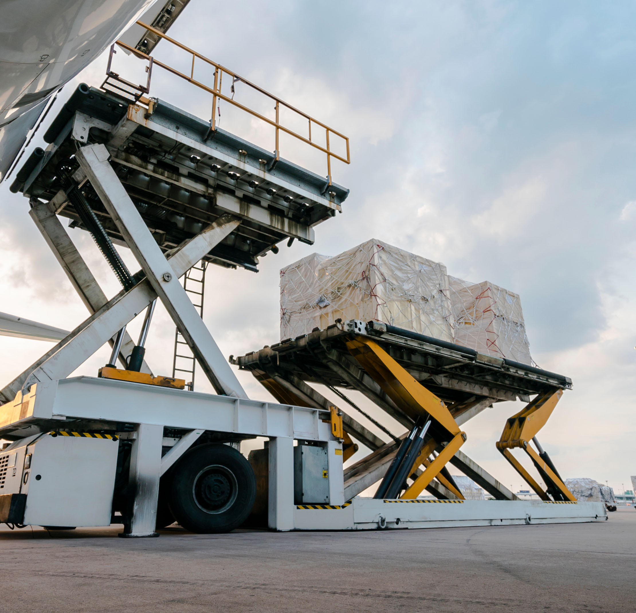 Cargo being loaded onto an airplane