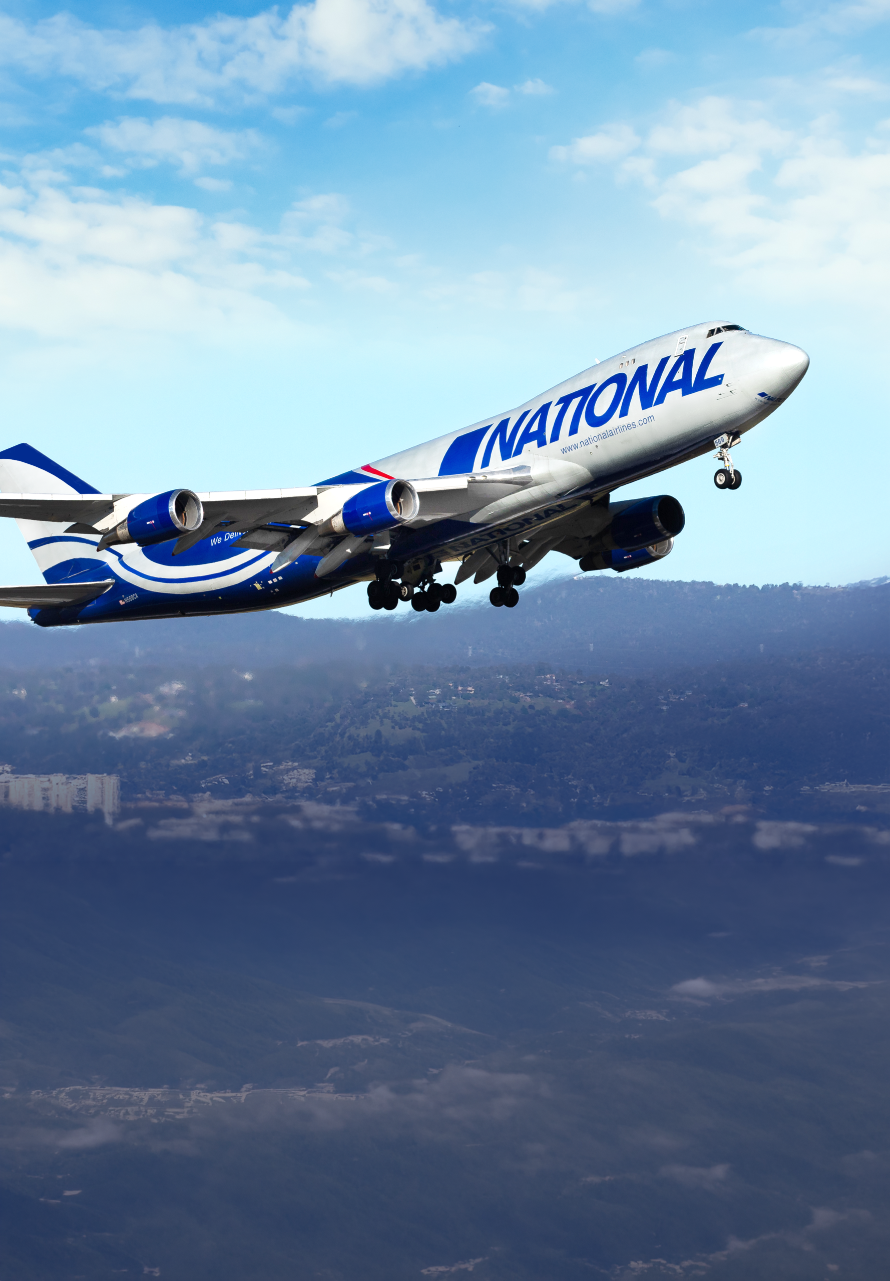 An airplane increasing altitude