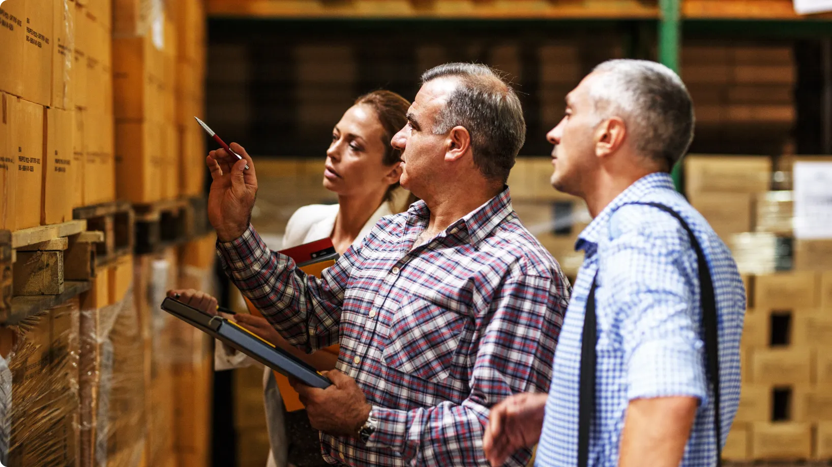 A group of people in a warehouse
