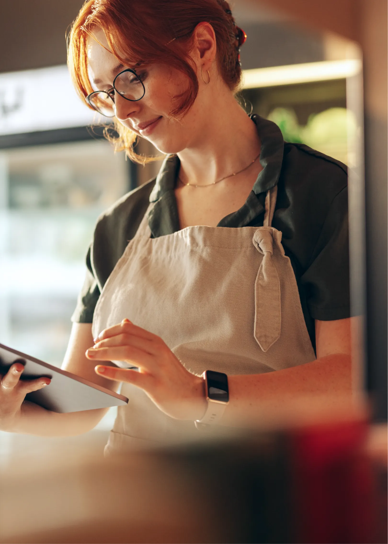 A person using a tablet device